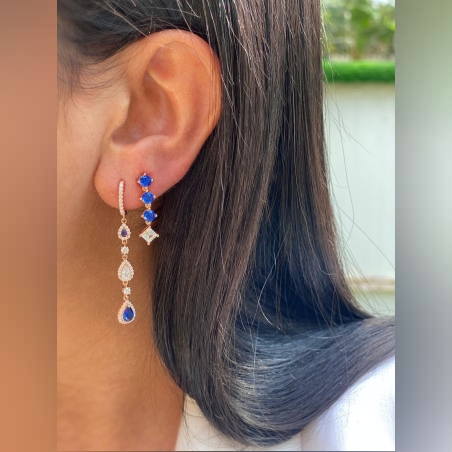 עגילי כסף 925 תלויים 3 טיפות משובץ זרקונים