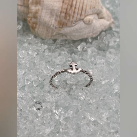 Delicate anchor silver ring