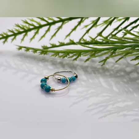 חישוק לפריסינג עם אבן חן טורקיז - זהב 14K