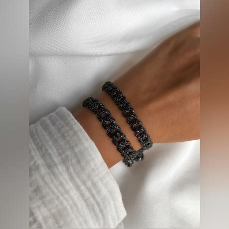 גורמט כסף 925 חוליות משובץ זרקונים שחורים