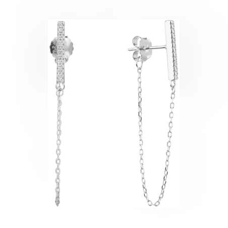 עגילי כסף ליניאריים