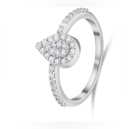 טבעת לין זהב 14K טיפת יהלומים