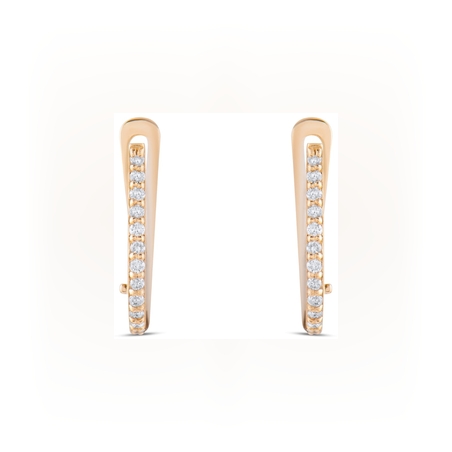 עגילי נטלי זהב צהוב 14K שיבוץ שורת יהלומים