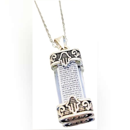 תליון ספר תורה שקוף מכסף 925 עם קלף פנימי