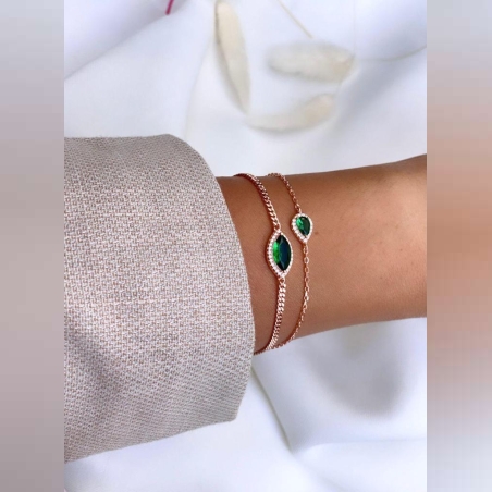 צמיד כסף 925 אבן חן מרכזית אליפסה בינונית משובצת זרקונים