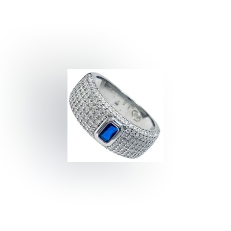 טבעת דפנה כסף 925 עבה משובצת זרקונים עם אבן מלבנית