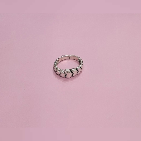 טבעת כסף 925 לבבות חלק