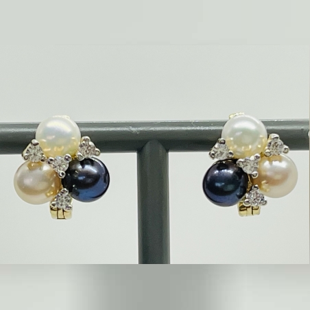 עגילי זהב 14k פנינים וזרקונים