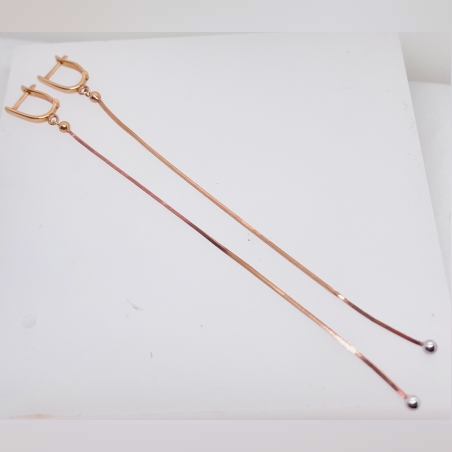 עגילי זהב ורוד 14k ארוכים