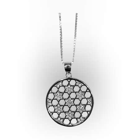 תליון כסף עגול מרובה מגני דוד