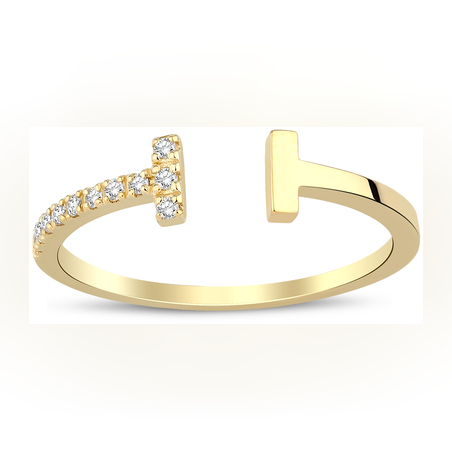 טבעת זהב פתוחה משובצת יהלומים