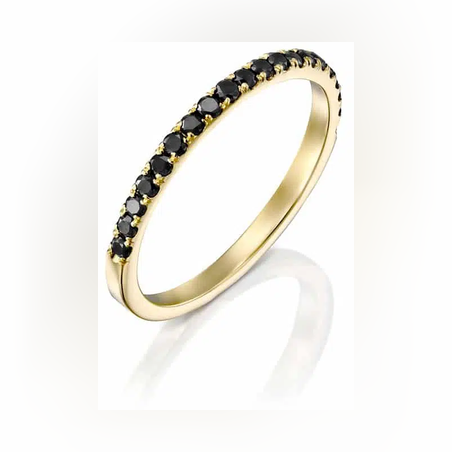 טבעת Ava זהב 14K משובצת בשורת יהלומים שחורים