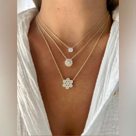 שרשרת לילי כסף 925 פרח משובץ זרקונים