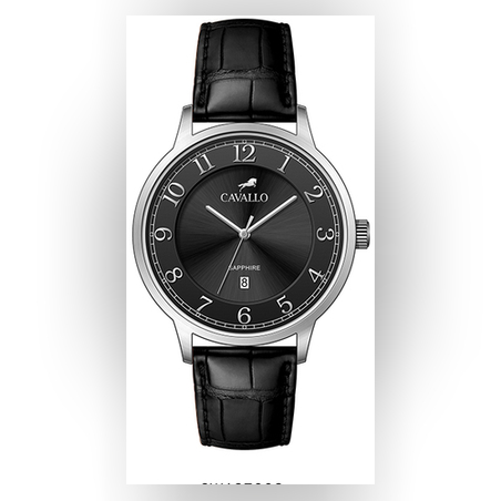 שעון NUMERI עור שחור/כסוף לגבר