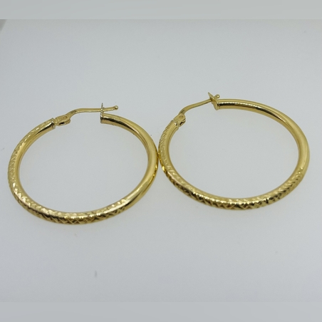 עגילי זהב 14k חישוק מרוקע