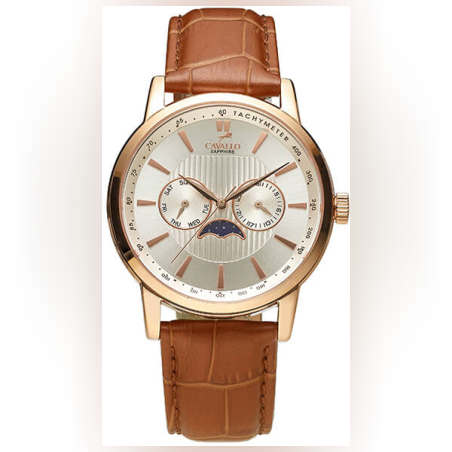 שעון יד CAVALLO ALPE עור חום בהיר, קוניאק לגבר
