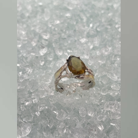 Antique style gold and smoky silver ring
