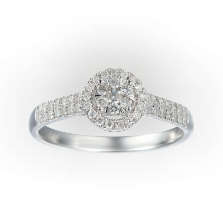 טבעת זהב 14K משובצת יהלומים קלאסית מעגל החיים מלא