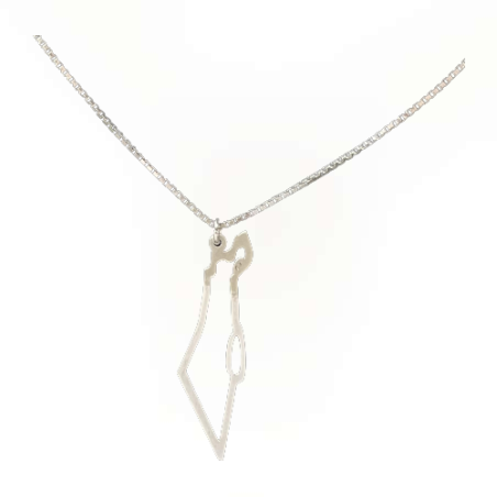 שרשרת כסף עם תליון ארץ ישראל בכסף 925 חלק