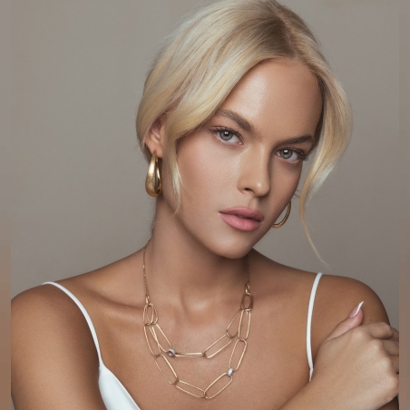 שרשרת ולרי - שרשרת חוליות אליפטיות זהב מאט 14K