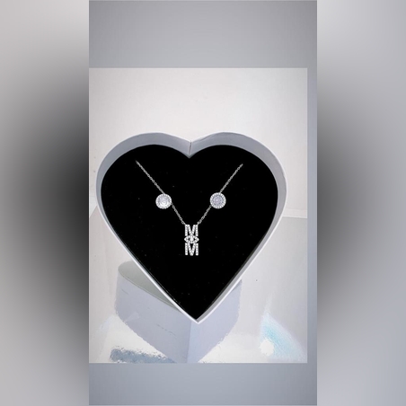 שרשרת Mum כסף 925 משובצת זרקונים