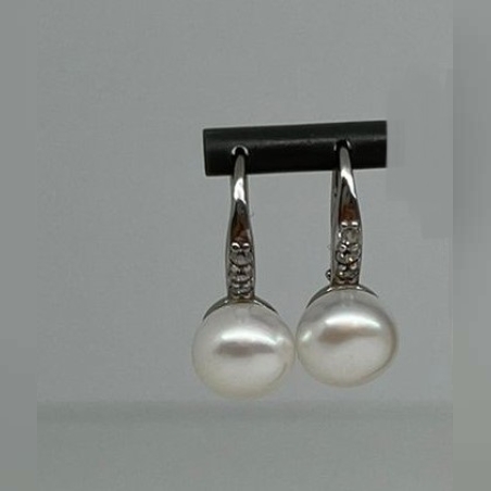 עגילי כסף 925 פנינה