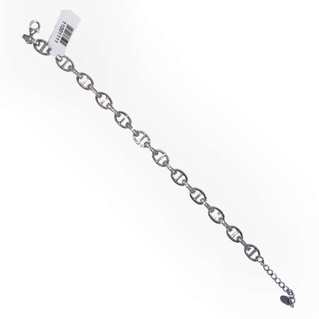 צמיד כסף חוליות אליפטיות עדינות משובץ זרקונים