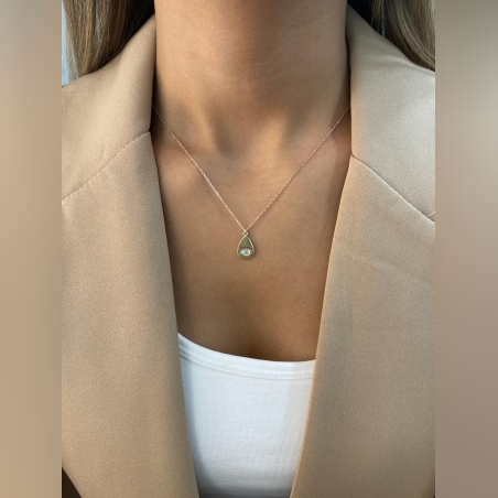 שרשרת ציפוי זהב תליון טיפה שיבוץ זרקונים