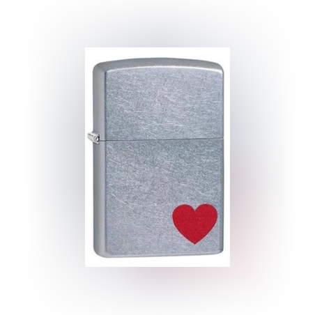 מצית ZIPPO כסוף לב אדום בפינה