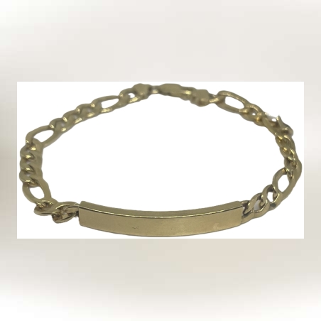 צמיד זהב 14K לגבר - צהוב עם לוחית לחריטה