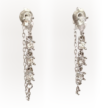 עגיל שרשרת משובץ כסף 925