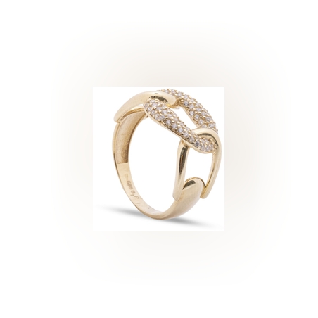 טבעת זהב צהוב 14K דגם גולי משובצת זירקונים