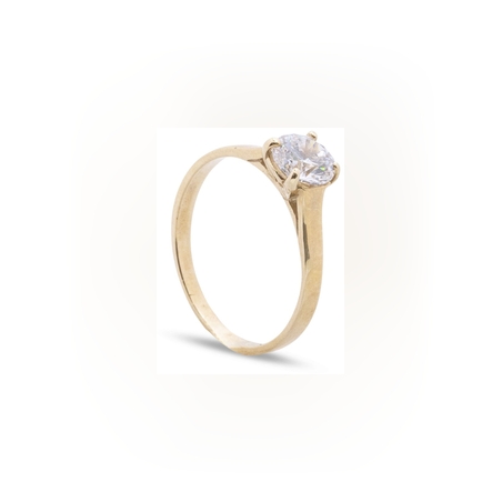 טבעת סוליטר זהב צהוב 14K