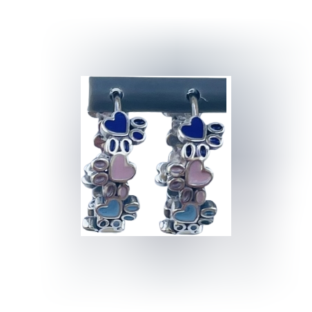 עגילי חישוק לבבות אמייל צבעוניים