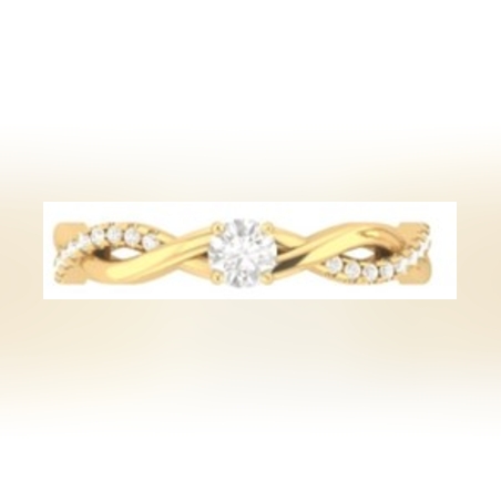 טבעת שיר זהב 14K יהלום סוליטר קלועה