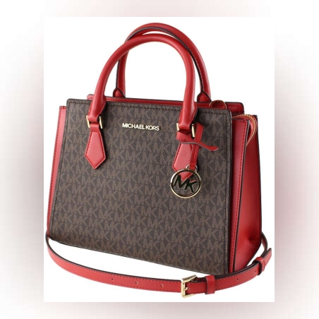 תיק MICHAEL KORS ממותג חום אדום שלושה תאים
