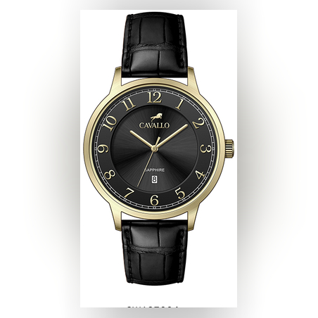 שעון NUMERI עור שחור/זהב לגבר