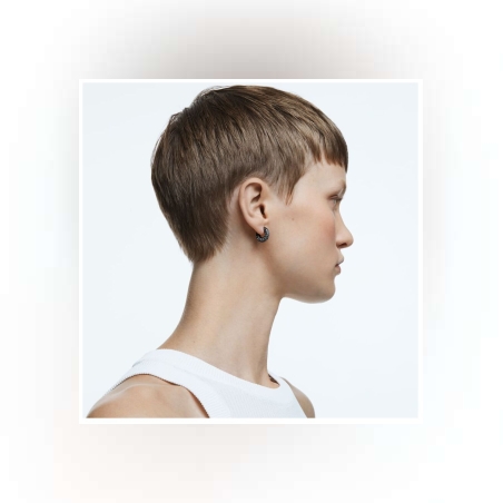 PE HOOPS GRAP/BRU - small Swarovski hoops black inlay