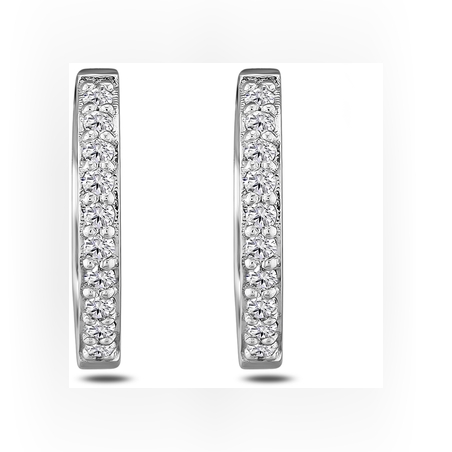 חישוקי ליה זהב לבן 14K שיבוץ יהלומים