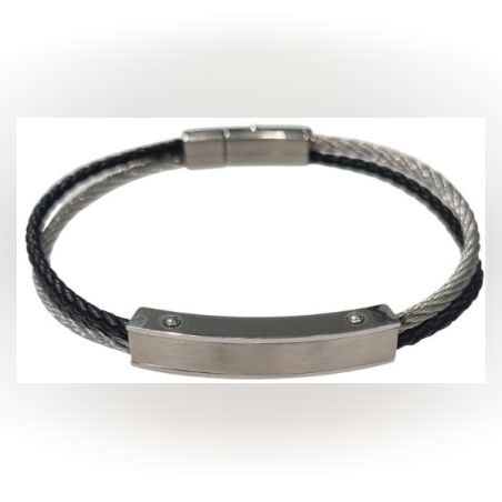 צמיד מעור לגבר שתי רצועות עם אפשרות לחריטה