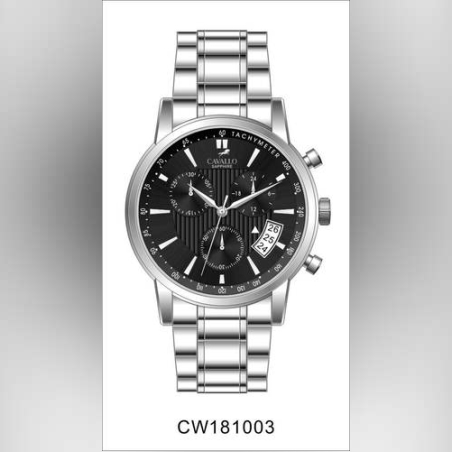שעון S.MARCO כסוף/שחור לגבר CAVALLO דגם CW181003