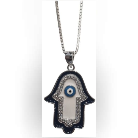 תליון כסף חמסה / עין משובץ