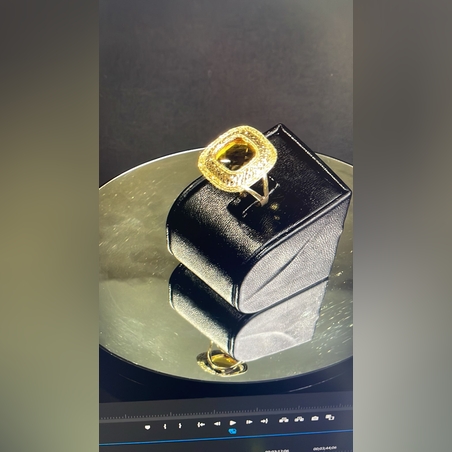 טבעת זהב 14k משובצת סיטרין מרובעת