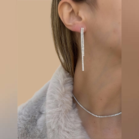 925 silver two-row tennis earrings
