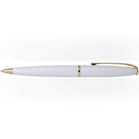 עט כדורי מסדרת עטי פנינסולה Peninsula לבן קליפס ציפוי זהב 18k