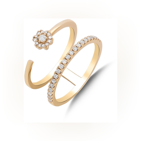 טבעת פרח פתוחה כפולה