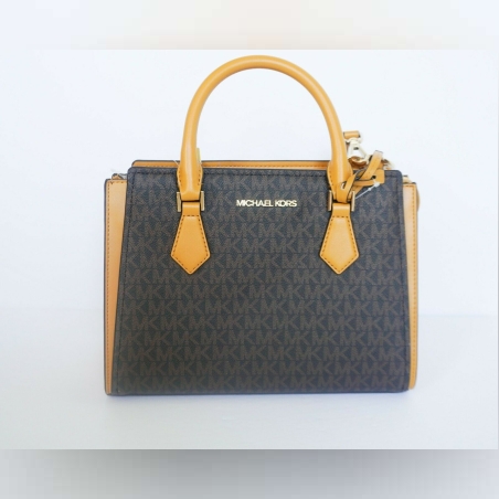 תיק MICHAEL KORS ממותג חום חרדל בינוני שלושה תאים