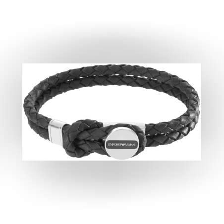 צמיד עור שחור ARMANI דגם EGS2178040