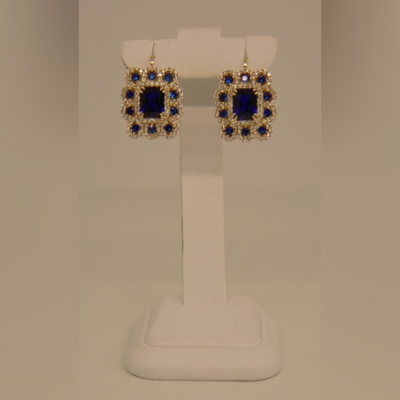 עגילי לונדון ספיר מלבניים