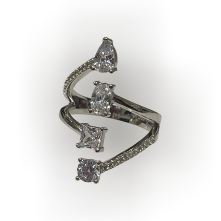 טבעת זהב לבן 14K פתוחה צורות